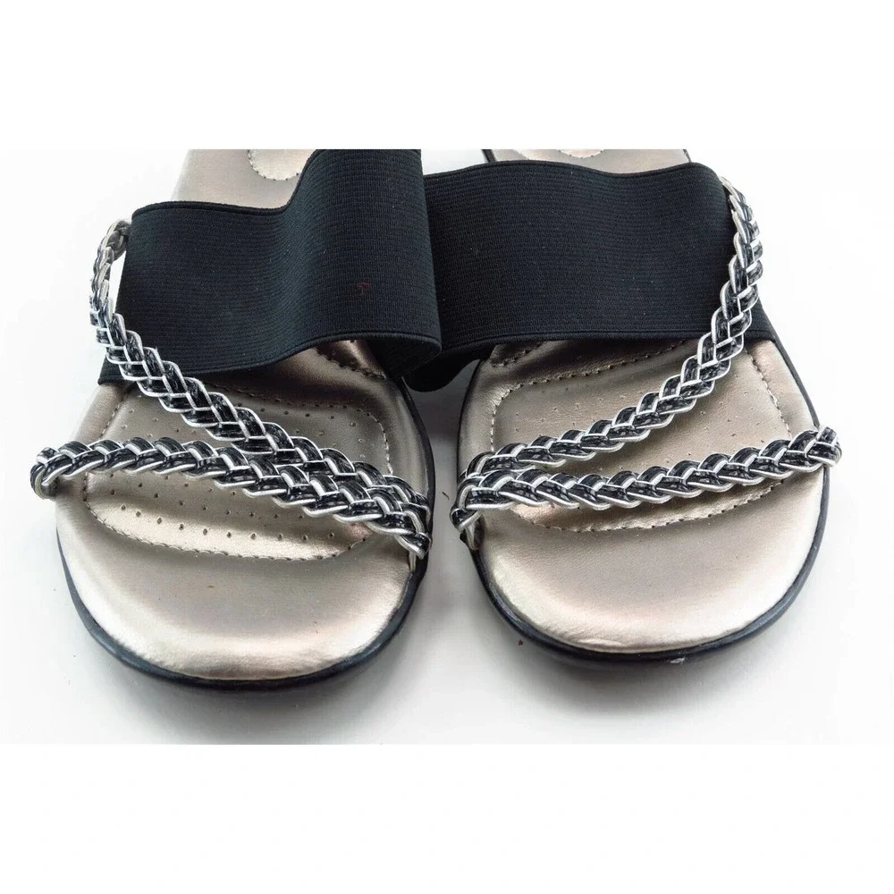 Dexflex by Dexter Size 7 M Black Slides Fabric Women‎ Sandal Shoes
